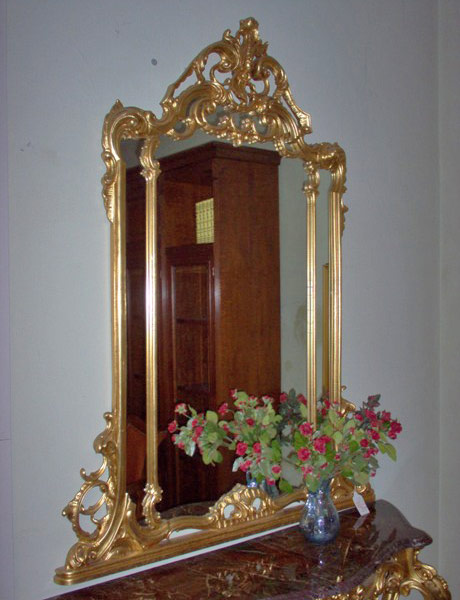 Consolle barocco con specchio e marmo